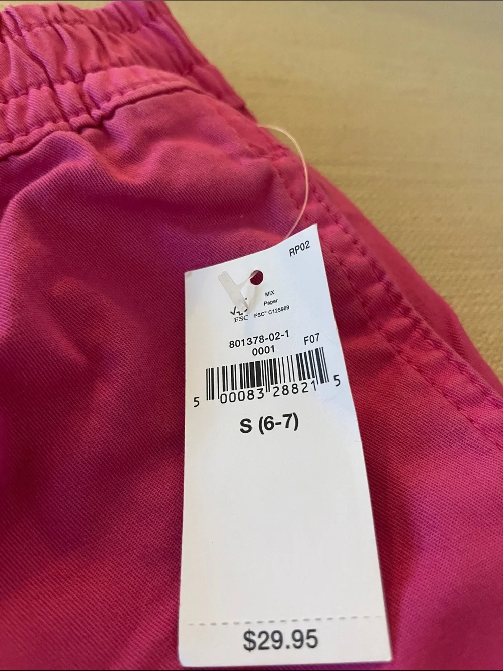Girl's Pink Elastic-Waist Comfort Shorts S (6-7)